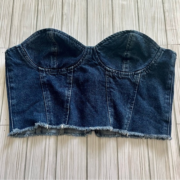 Topshop Tops - NWT Topshop Moto Women’s Denim Corset Sweetheart Neck Crop Top Size US 8 (M)